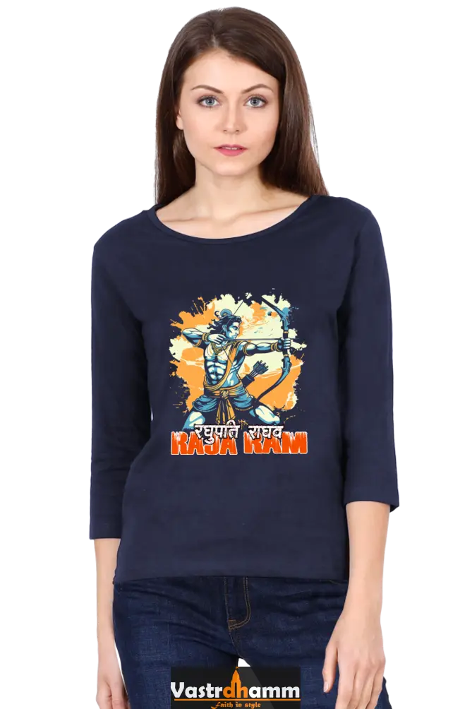 Ram Ji Warrior Spirit Round Neck Full Sleeve T-Shirts for Women Vastrdhamm