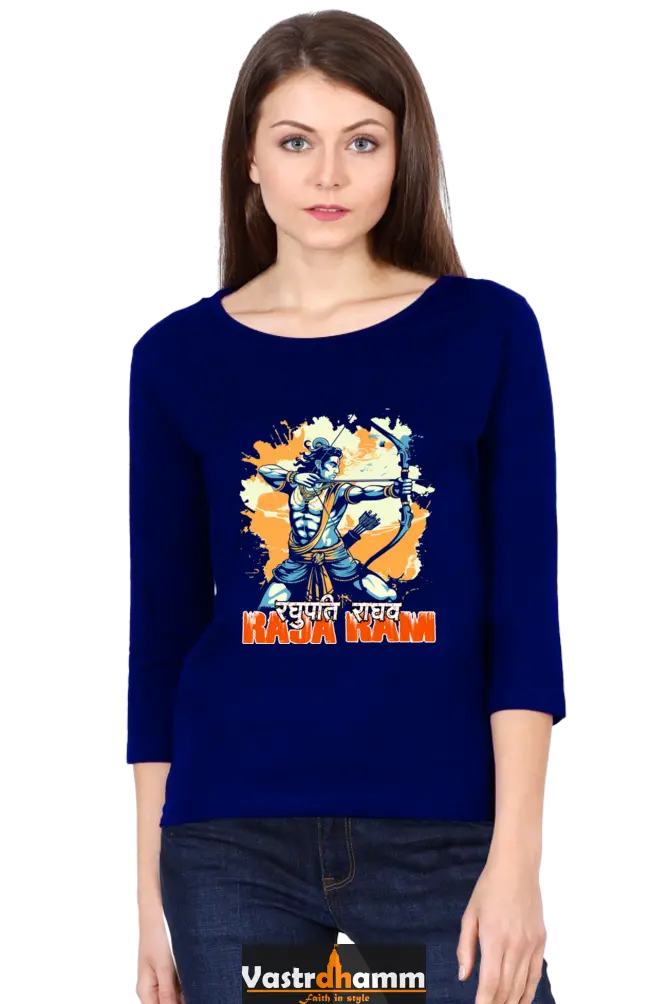 Ram Ji Warrior Spirit Round Neck Full Sleeve T-Shirts for Women Vastrdhamm