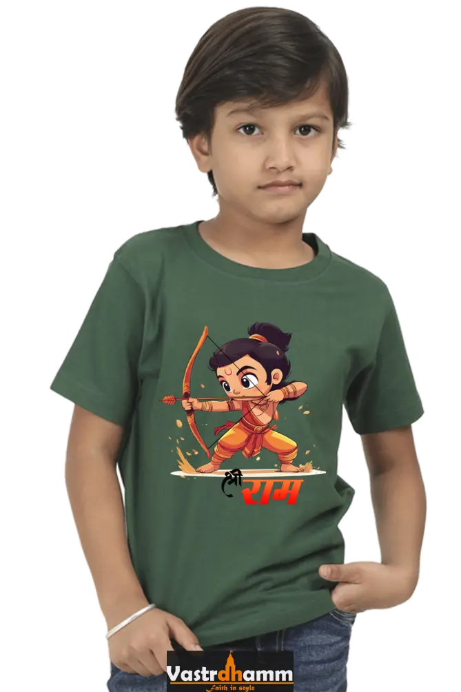 Ram Ji Warrior Spirit Round Neck Half Sleeve Classic T-Shirts for Boy Vastrdhamm