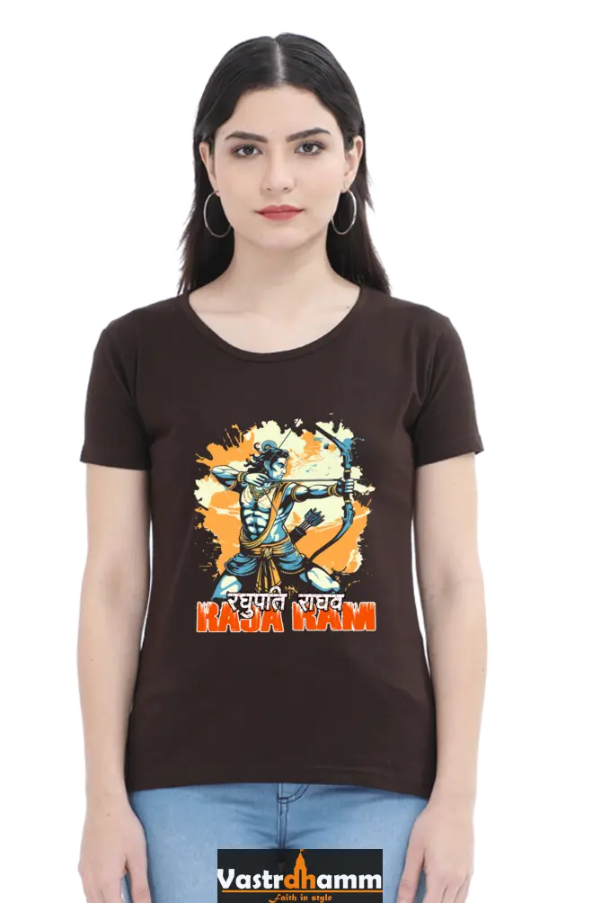 Ram Ji Warrior Spirit Round Neck Half Sleeve Classic T-Shirts for Women Vastrdhamm