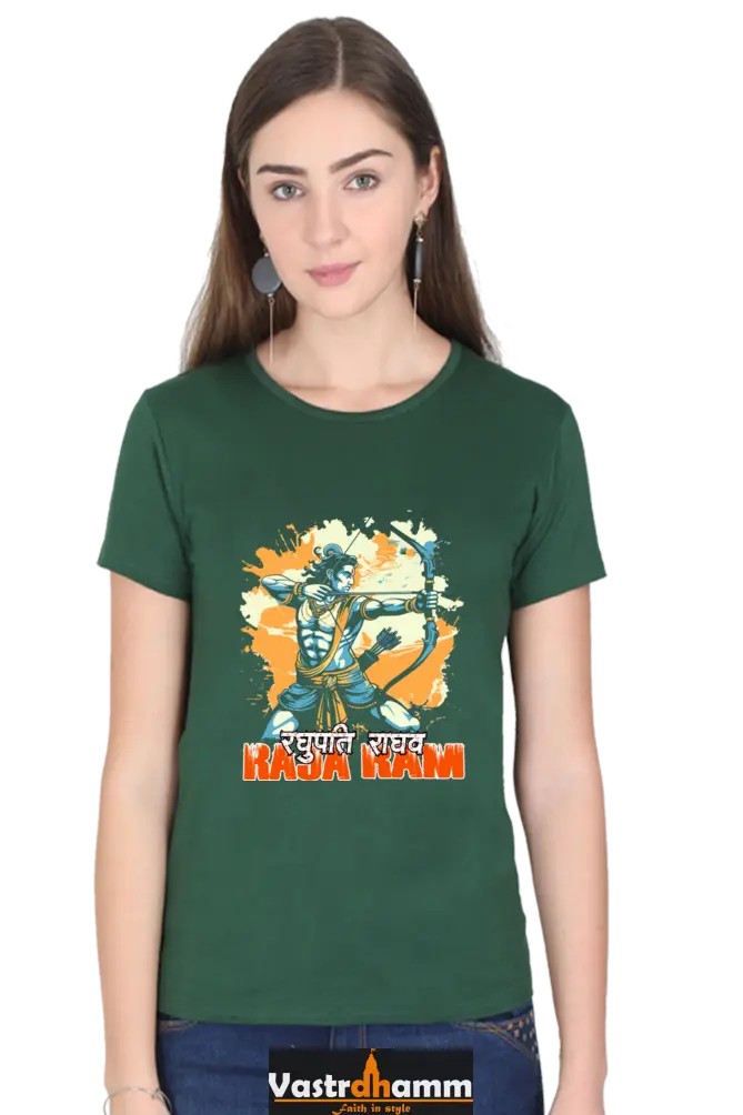 Ram Ji Warrior Spirit Round Neck Half Sleeve Classic T-Shirts for Women Vastrdhamm