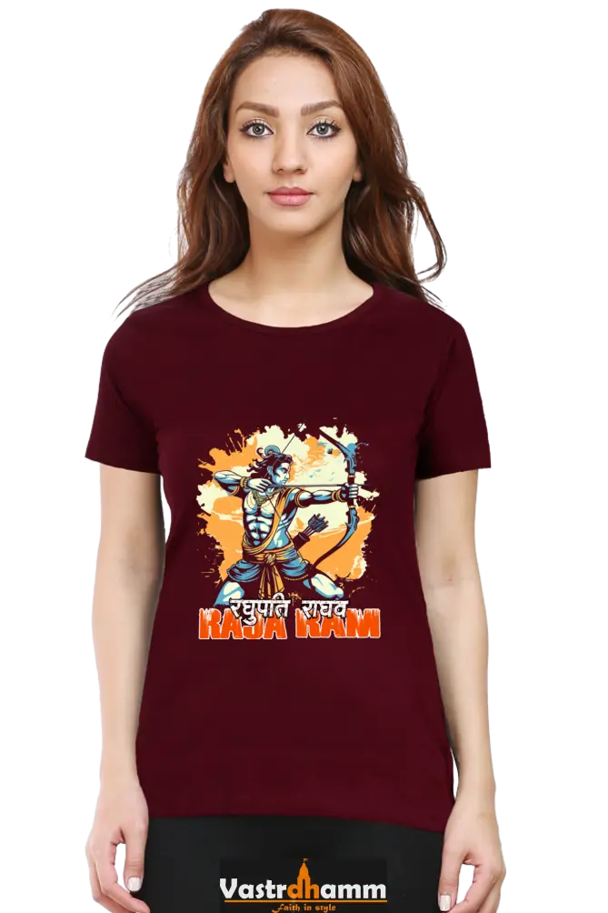 Ram Ji Warrior Spirit Round Neck Half Sleeve Classic T-Shirts for Women Vastrdhamm