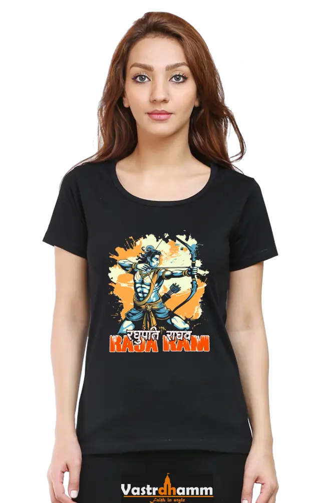 Ram Ji Warrior Spirit Round Neck Half Sleeve Classic T-Shirts for Women Vastrdhamm