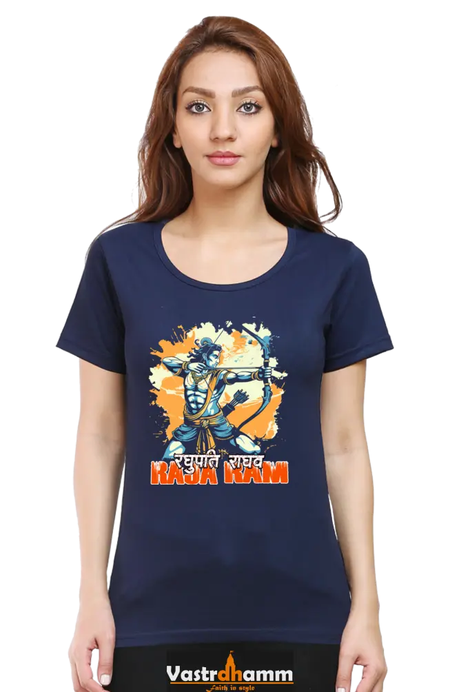 Ram Ji Warrior Spirit Round Neck Half Sleeve Classic T-Shirts for Women Vastrdhamm