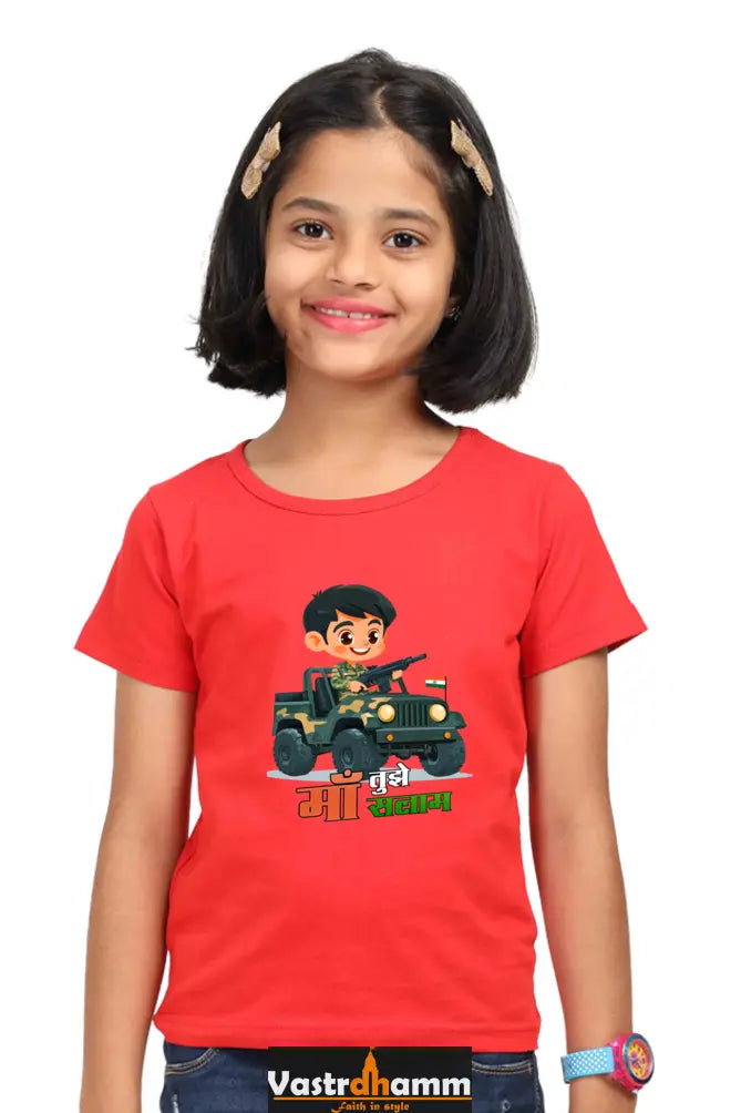 Republic Day Dreamer Round Neck Half Sleeve Classic T-Shirts for Girls Vastrdhamm