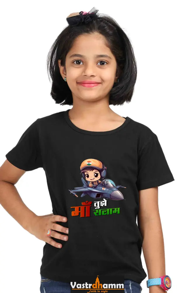 Republic Day Pride Round Neck Half Sleeve Classic T-Shirts for Girls Vastrdhamm
