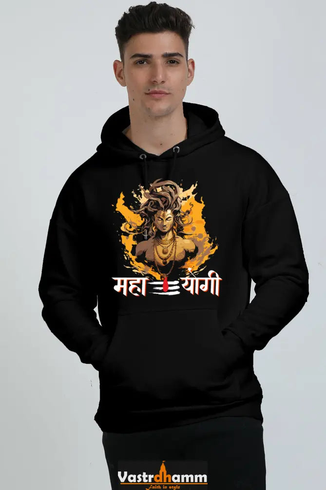 Shiv Ji Divine Power Oversized Hooded Sweatshirt T-Shirts for Men Vastrdhamm