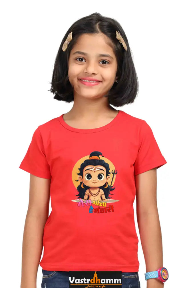 Shiv Ji Divine Power Round Neck Half Sleeve Classic T-Shirts for Girl Vastrdhamm