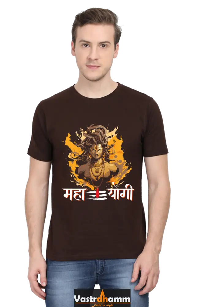 Shiv Ji Divine Power Round Neck Half Sleeve Classic T-Shirts for Men Vastrdhamm