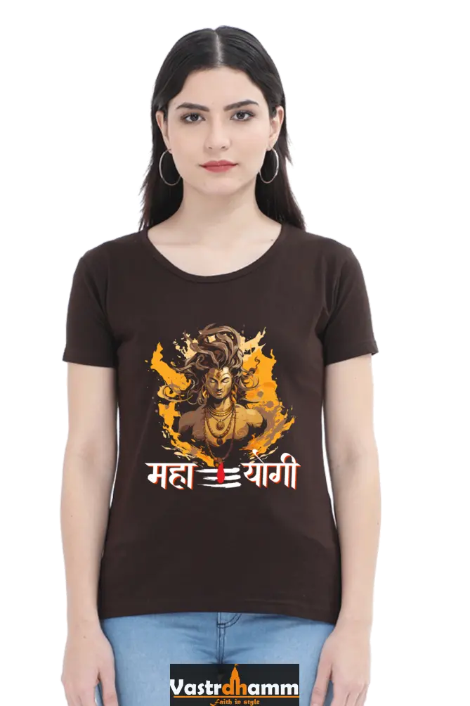 Shiv Ji Divine Power Round Neck Half Sleeve Classic T-Shirts for Women Vastrdhamm