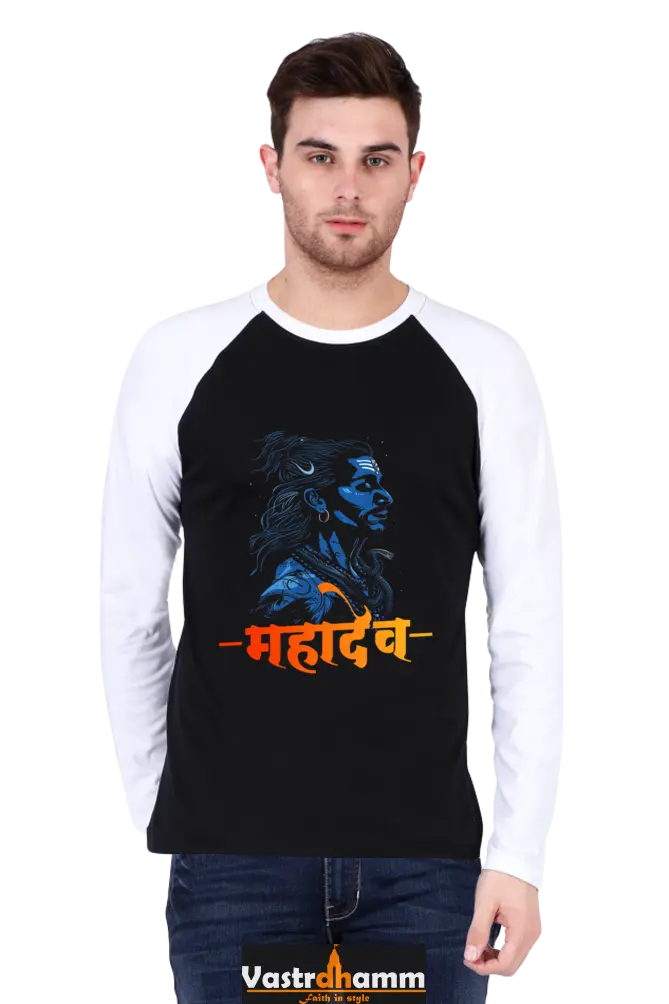 Shiv Ji Kailash Raglan Full Sleeve T-Shirts for Men Vastrdhamm