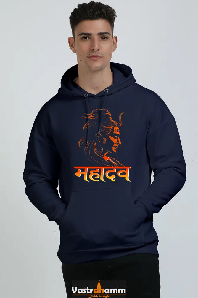 Shiv Ji Mahadev Oversized Hooded Sweatshirt T-Shirts for Men Vastrdhamm