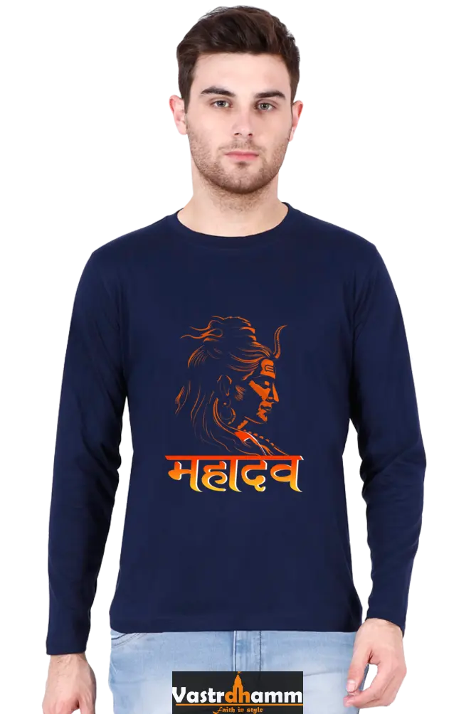 Shiv Ji Mahadev Round Neck Full Sleeve T-Shirts for Men Vastrdhamm