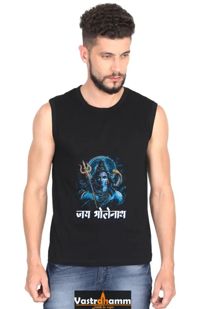 Shiv Ji Meditation Round Neck Sleeveless T-Shirts for Men Vastrdhamm