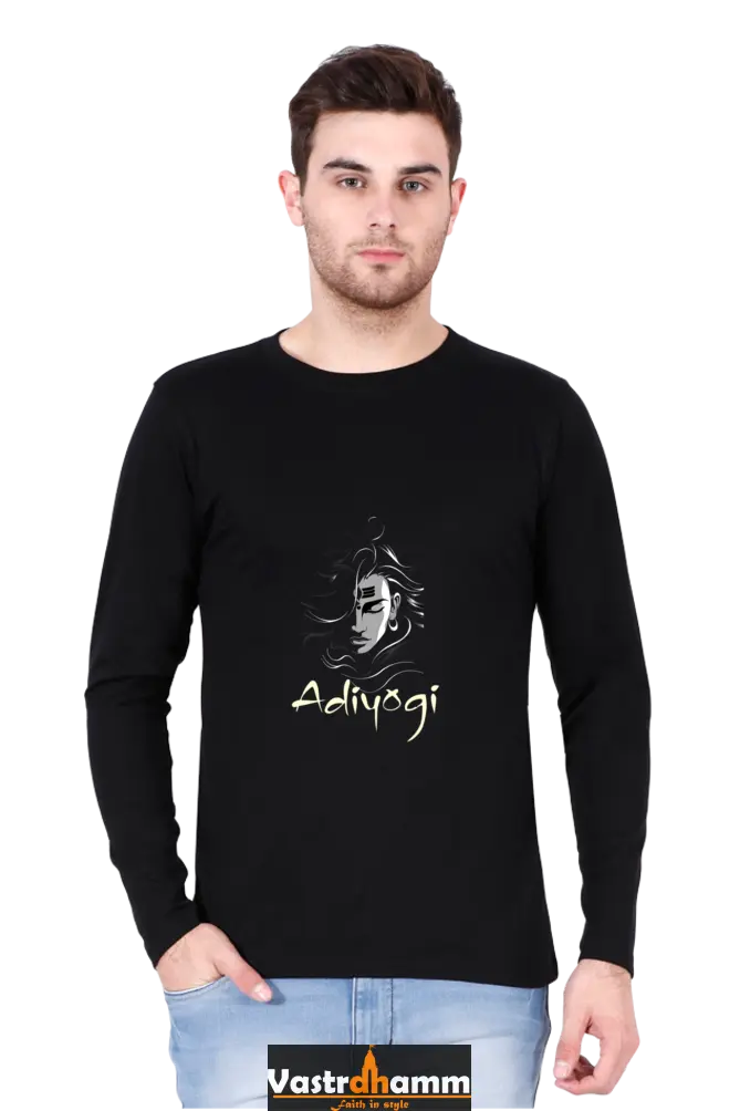 Shiv Ji Nataraja Round Neck Full Sleeve T-Shirts for Men Vastrdhamm
