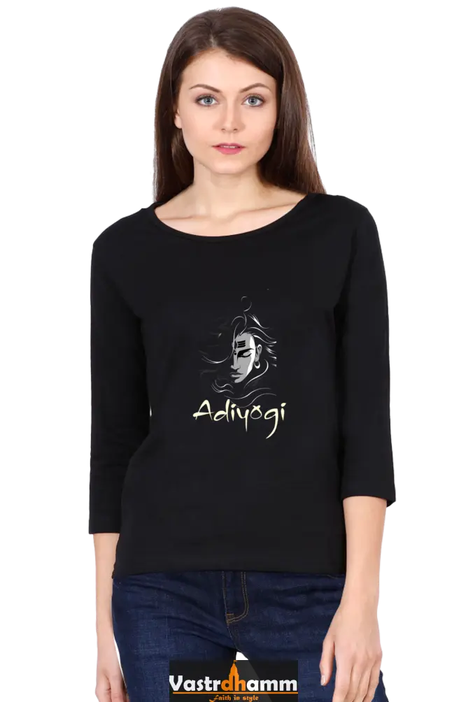 Shiv Ji Nataraja Round Neck Full Sleeve T-Shirts for Women Vastrdhamm