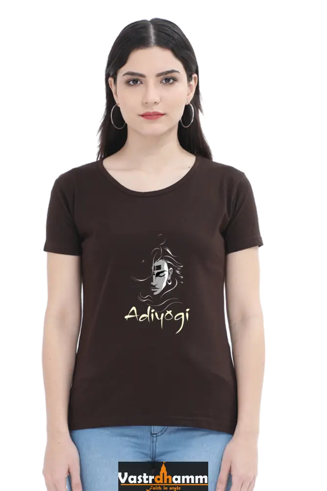 Shiv Ji Nataraja Round Neck Half Sleeve Classic T-Shirts for Women Vastrdhamm
