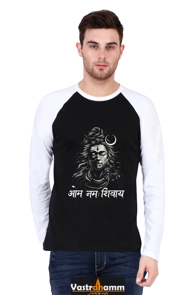Shiv Ji Om Namah Shivaya Raglan Full Sleeve T-Shirts for Men Vastrdhamm
