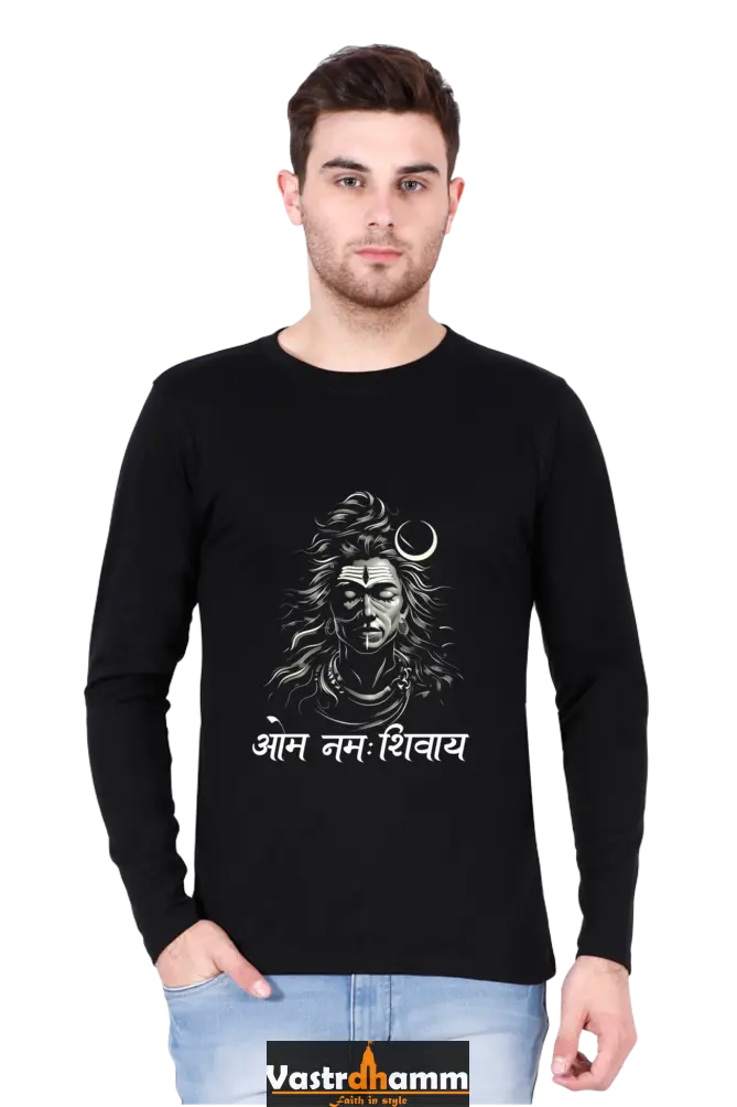 Shiv Ji Om Namah Shivaya Round Neck Full Sleeve T-Shirts for Men Vastrdhamm