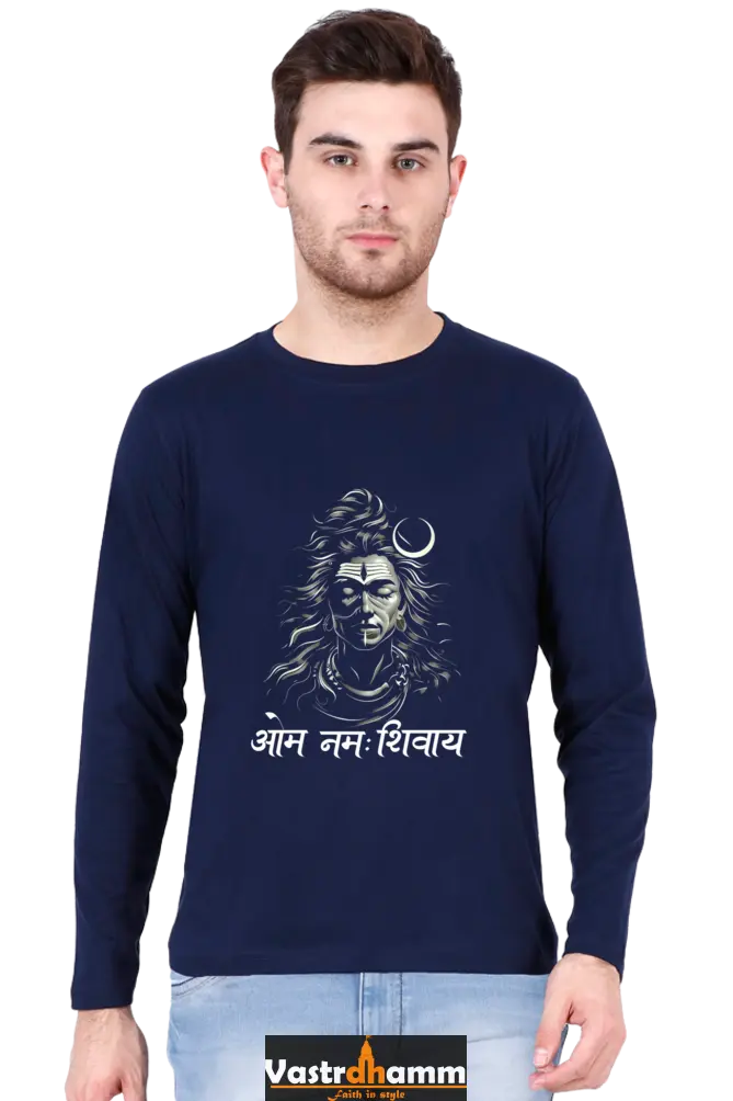 Shiv Ji Om Namah Shivaya Round Neck Full Sleeve T-Shirts for Men Vastrdhamm