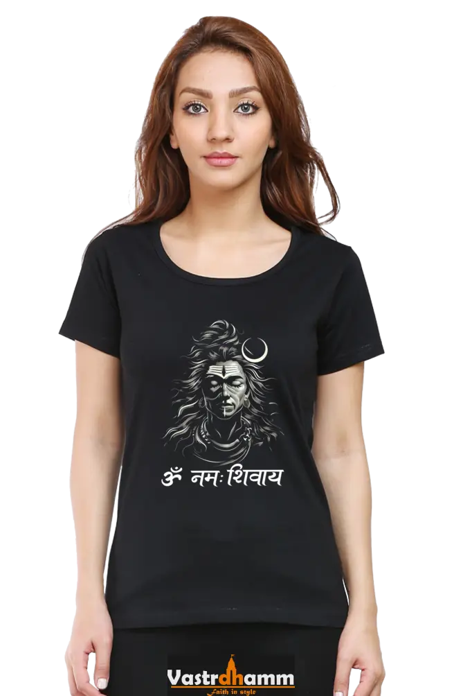 Shiv Ji Om Namah Shivaya Round Neck Half Sleeve Classic T-Shirts for Women Vastrdhamm