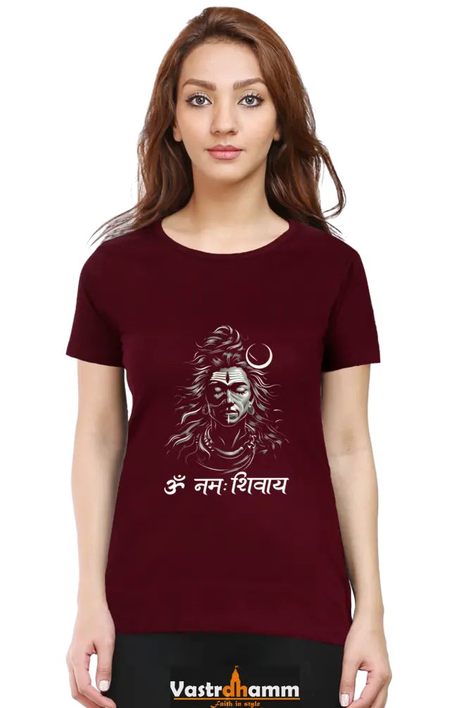 Shiv Ji Om Namah Shivaya Round Neck Half Sleeve Classic T-Shirts for Women Vastrdhamm