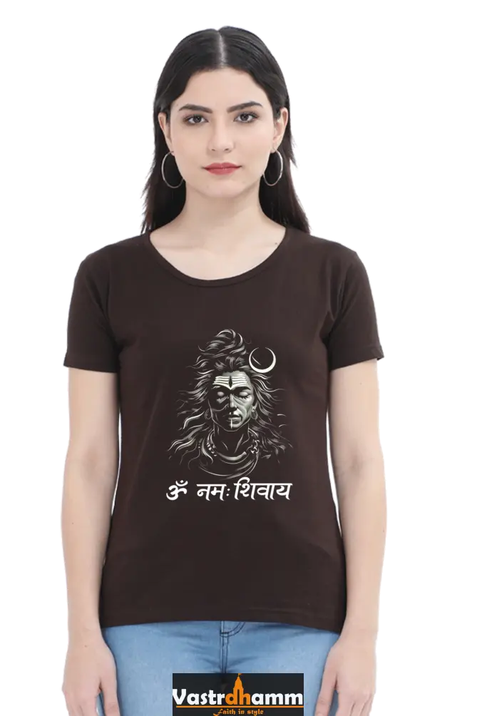 Shiv Ji Om Namah Shivaya Round Neck Half Sleeve Classic T-Shirts for Women Vastrdhamm