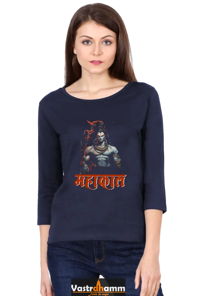 Shiv Ji Shankar Round Neck Full Sleeve T-Shirts for Women Vastrdhamm