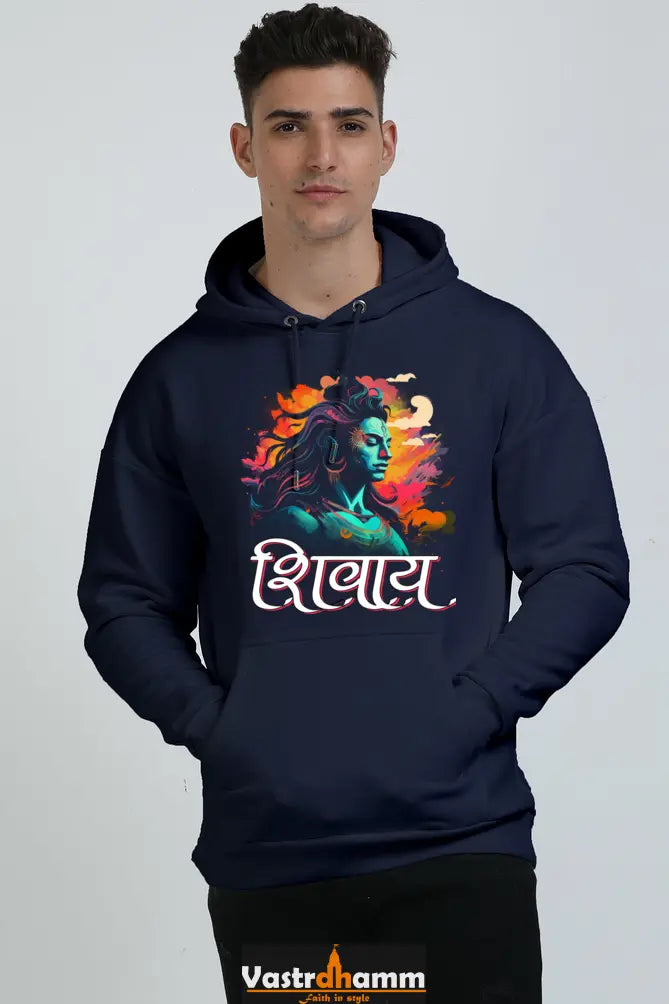 Shiv Ji Trishul Power Oversized Hooded Sweatshirt T-Shirts for Men Vastrdhamm
