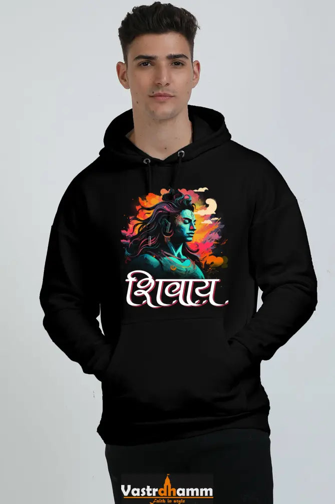 Shiv Ji Trishul Power Oversized Hooded Sweatshirt T-Shirts for Men Vastrdhamm