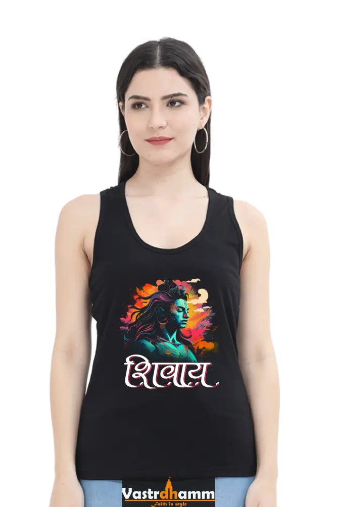 Shiv Ji Trishul Power Tank Top T-Shirts for Women Vastrdhamm