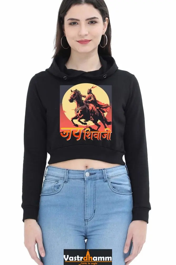 Shivaji Maharaj Honor Crop Hoodies for Women Vastrdhamm