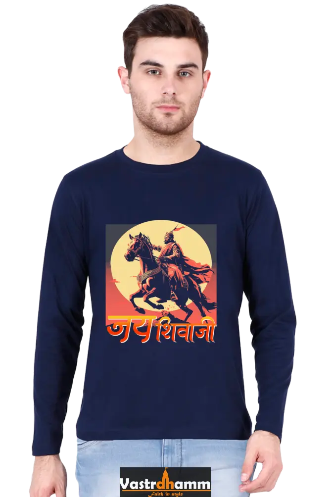 Shivaji Maharaj Valor Round Neck Full Sleeve T-Shirts for Men Vastrdhamm