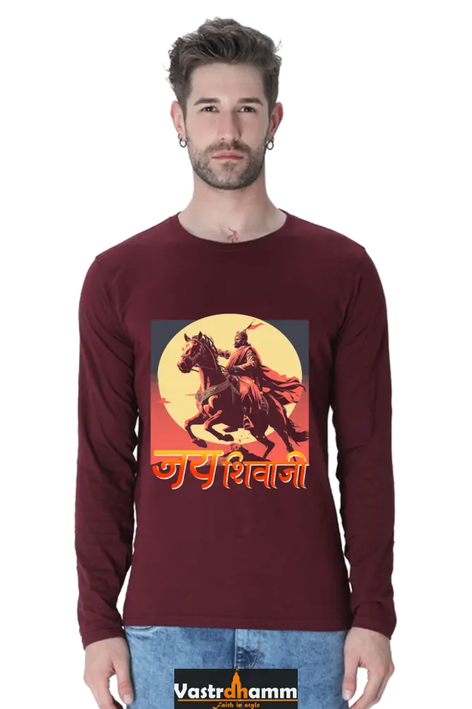 Shivaji Maharaj Valor Round Neck Full Sleeve T-Shirts for Men Vastrdhamm
