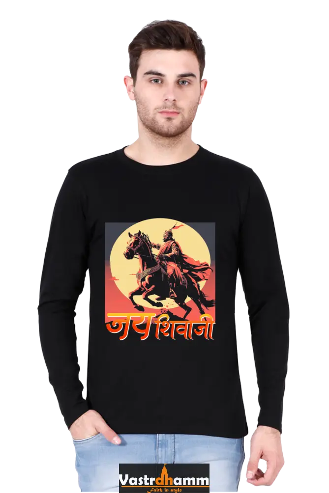 Shivaji Maharaj Valor Round Neck Full Sleeve T-Shirts for Men Vastrdhamm