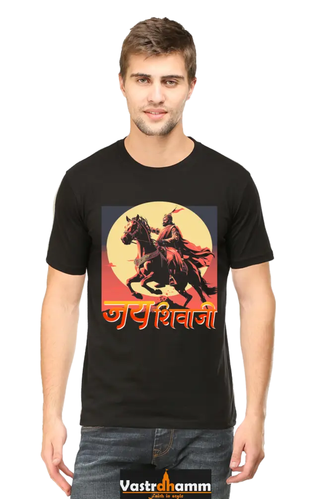 Shivaji Maharaj Valor Round Neck Half Sleeve Classic T-Shirts for Men Vastrdhamm