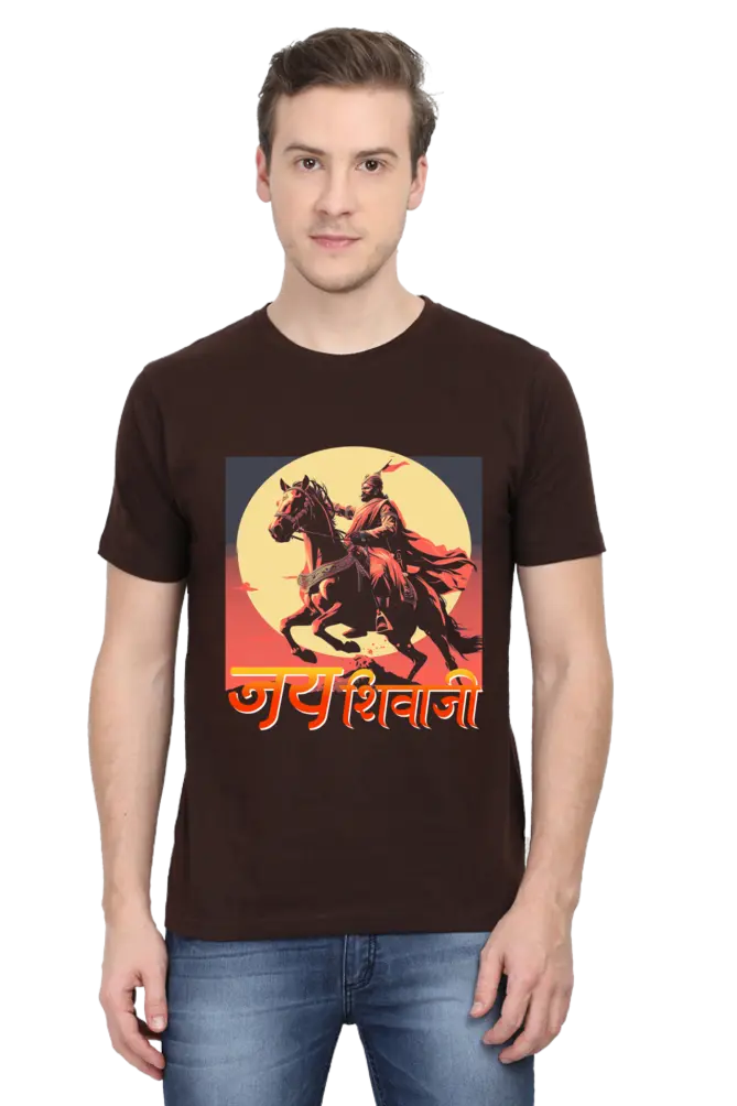 Shivaji Maharaj Valor Round Neck Half Sleeve Classic T-Shirts for Men Vastrdhamm