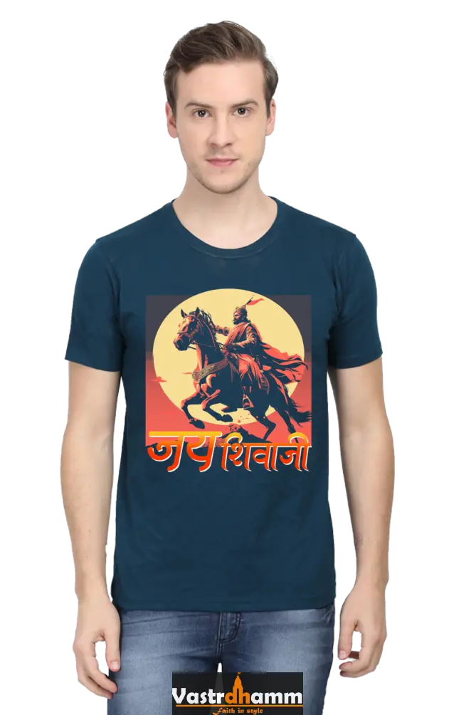 Shivaji Maharaj Valor Round Neck Half Sleeve Classic T-Shirts for Men Vastrdhamm