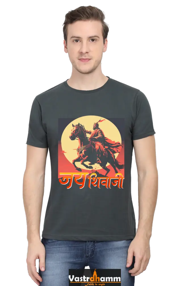 Shivaji Maharaj Valor Round Neck Half Sleeve Classic T-Shirts for Men Vastrdhamm