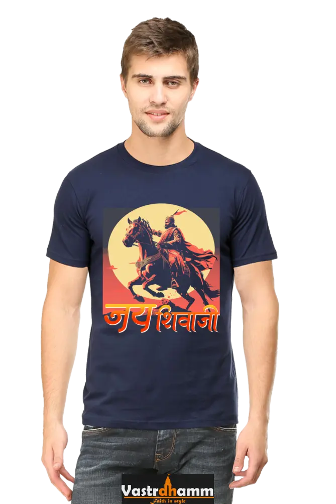 Shivaji Maharaj Valor Round Neck Half Sleeve Classic T-Shirts for Men Vastrdhamm