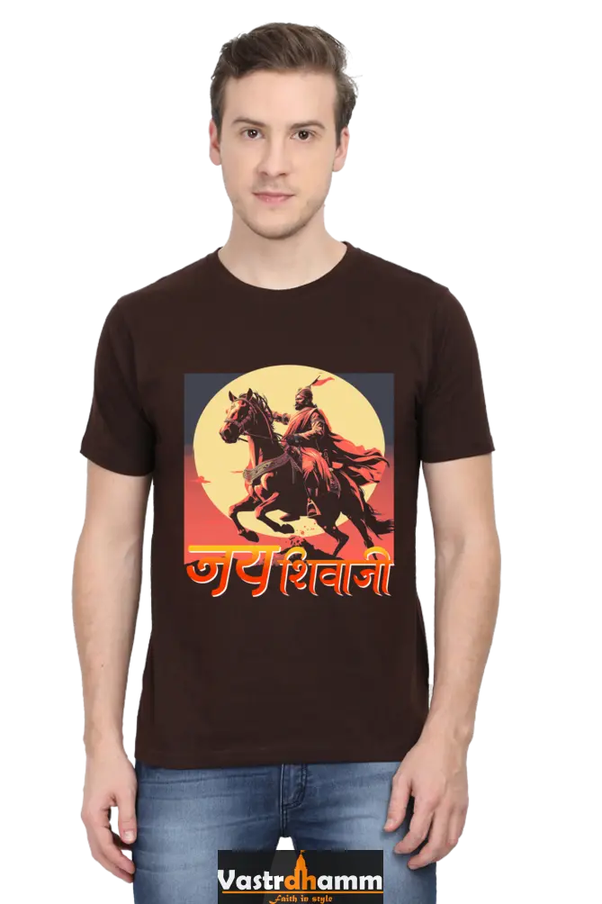 Shivaji Maharaj Valor Round Neck Half Sleeve Classic T-Shirts for Men Vastrdhamm