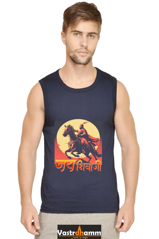 Shivaji Maharaj Valor Round Neck Sleeveless T-Shirts for Men Vastrdhamm