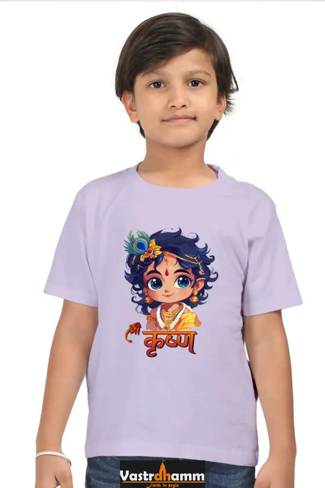 Shree Krishan Flute Melody Round Neck Half Sleeve Classic T-Shirts for Boy Vastrdhamm
