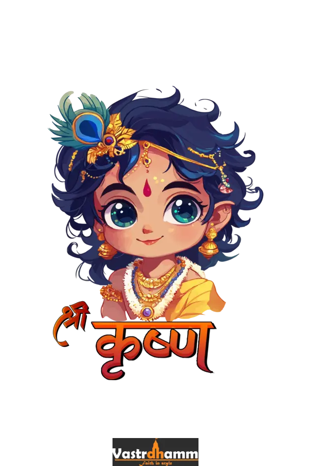 Shree Krishan Flute Melody Round Neck Half Sleeve Classic T-Shirts for Girl Vastrdhamm