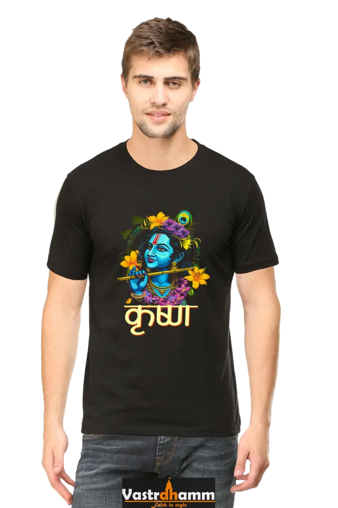 Shree Krishan Govardhan Protector Round Neck Half Sleeve Classic T-Shirts for Men Vastrdhamm