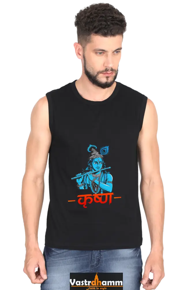 Shree Krishan Peacemaker Round Neck Sleeveless T-Shirts for Men Vastrdhamm