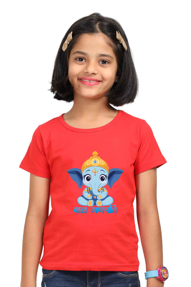 Jai Ganesha Power Round Neck Half Sleeve Classic T-Shirts for Girl Vastrdhamm