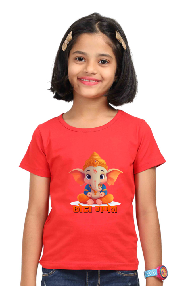 Jai Ganesha Spirit Round Neck Half Sleeve Classic T-Shirts for Girl Vastrdhamm