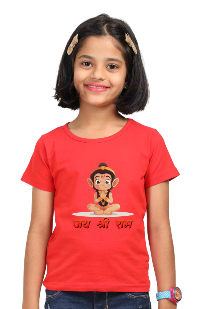 Hanuman Bhakti Round Neck Half Sleeve Classic T-Shirts for Girl Vastrdhamm