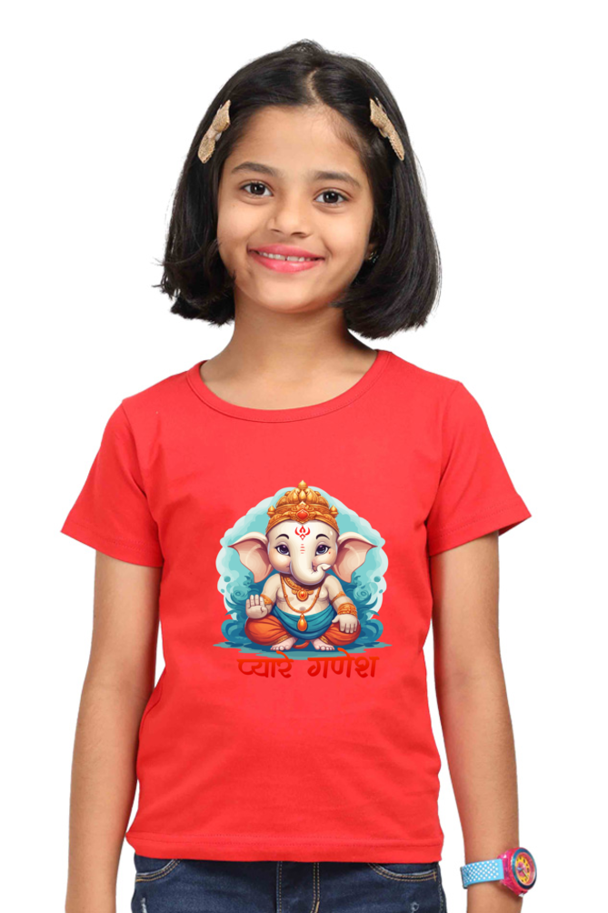 Ganesha Protector Round Neck Half Sleeve Classic T-Shirts for Girl Vastrdhamm